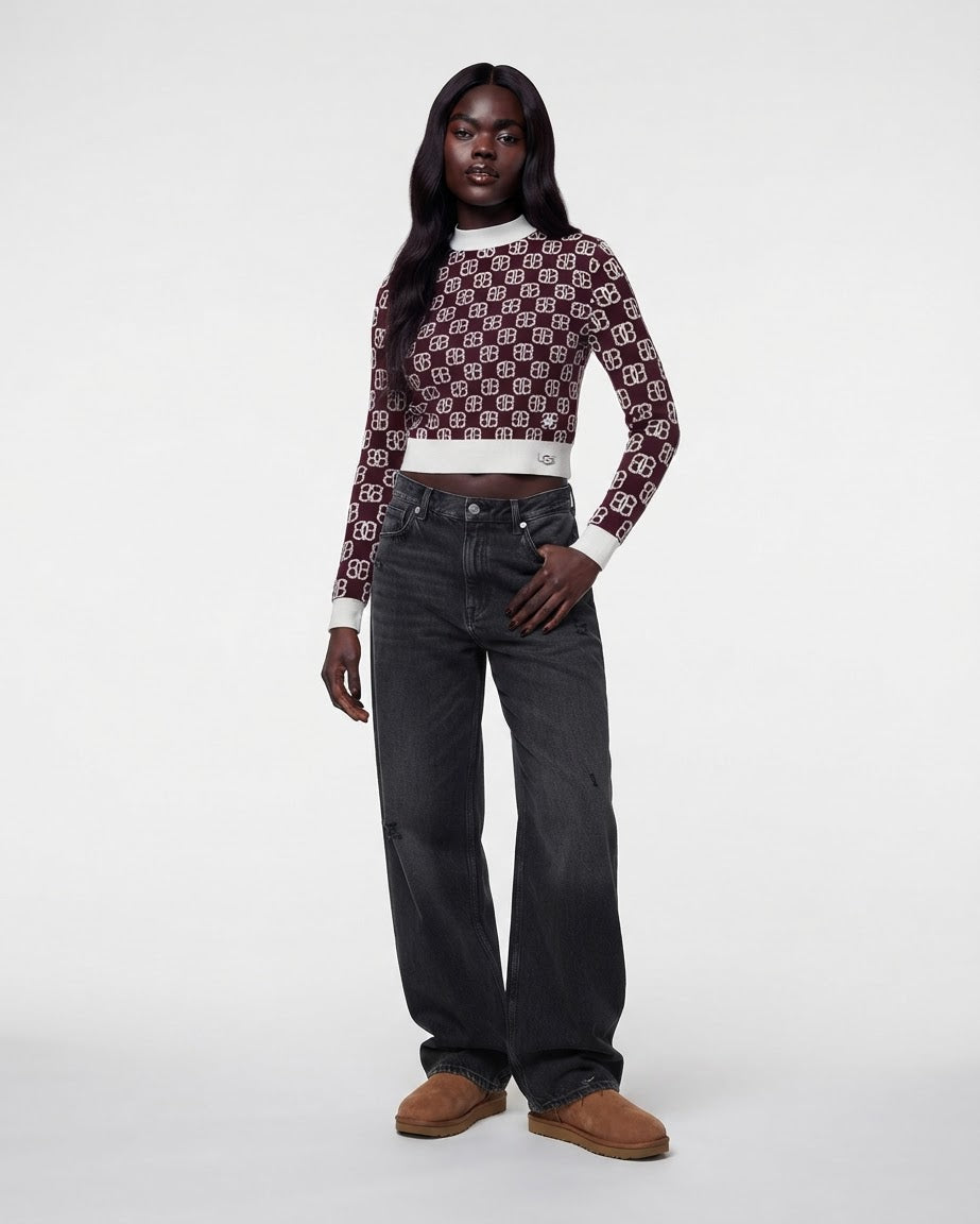Summit Cashmere Mock Neck Cropped Top BILARRI