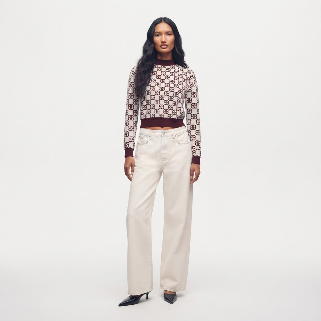 Frost Cashmere Mock Neck Cropped Top BILARRI