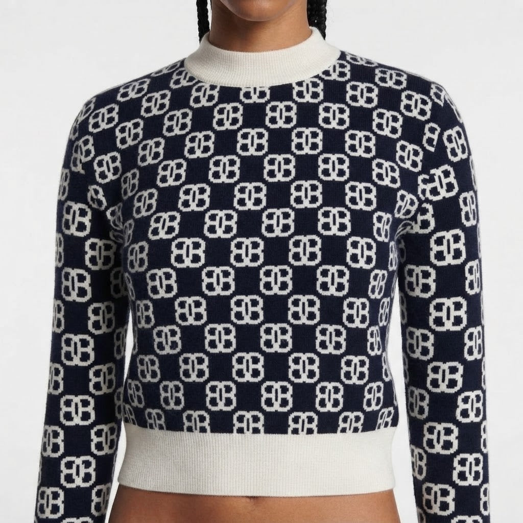 Powder Cashmere Mock Neck Cropped Top BILARRI