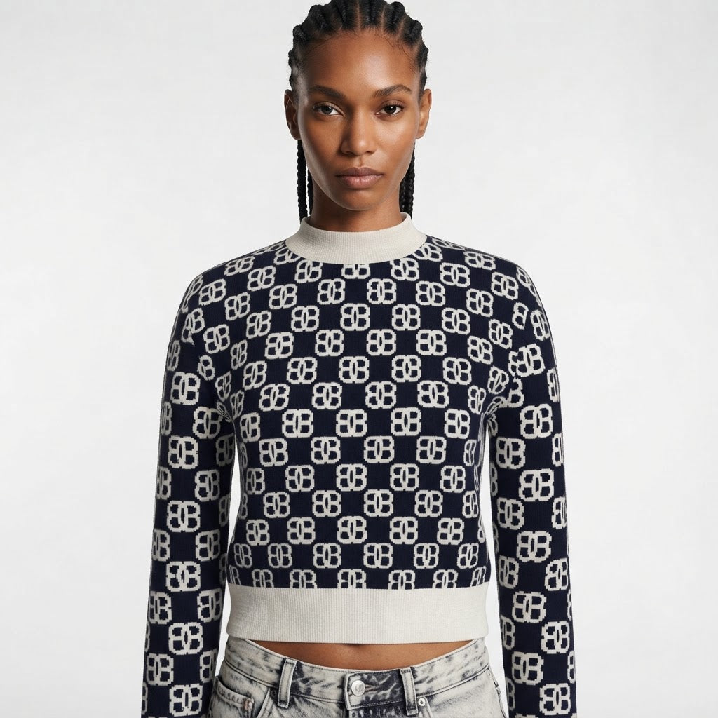 Powder Cashmere Mock Neck Cropped Top BILARRI