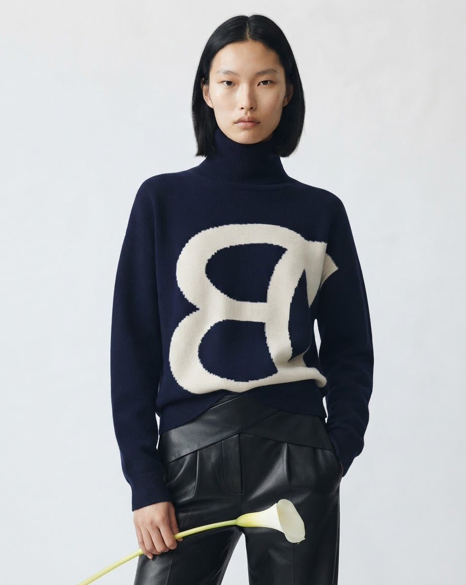 Midnight Cashmere Cowlneck Pullover BILARRI