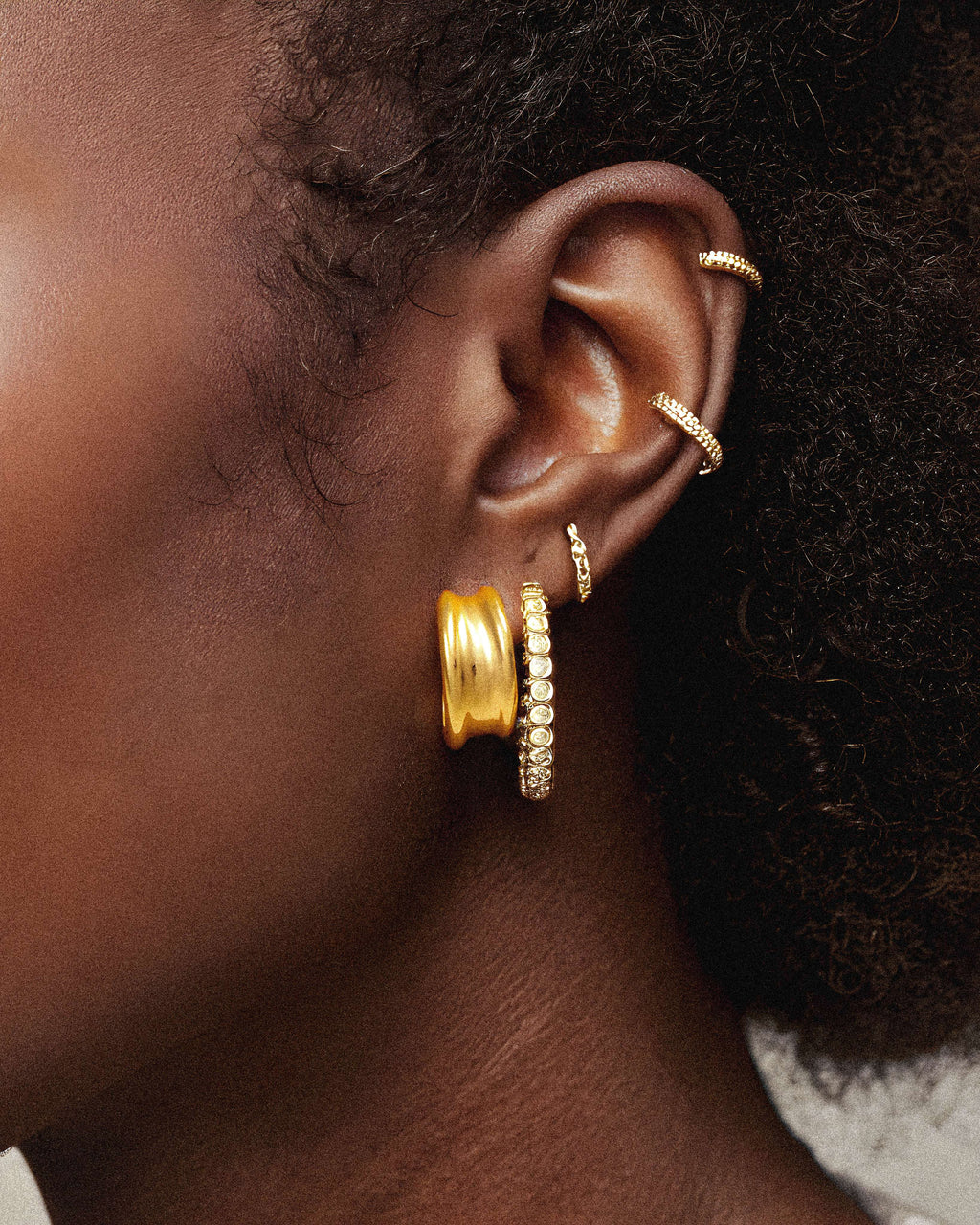 Dawn Delicate Earrings worn – tarnish-free 18K gold by BILARRI