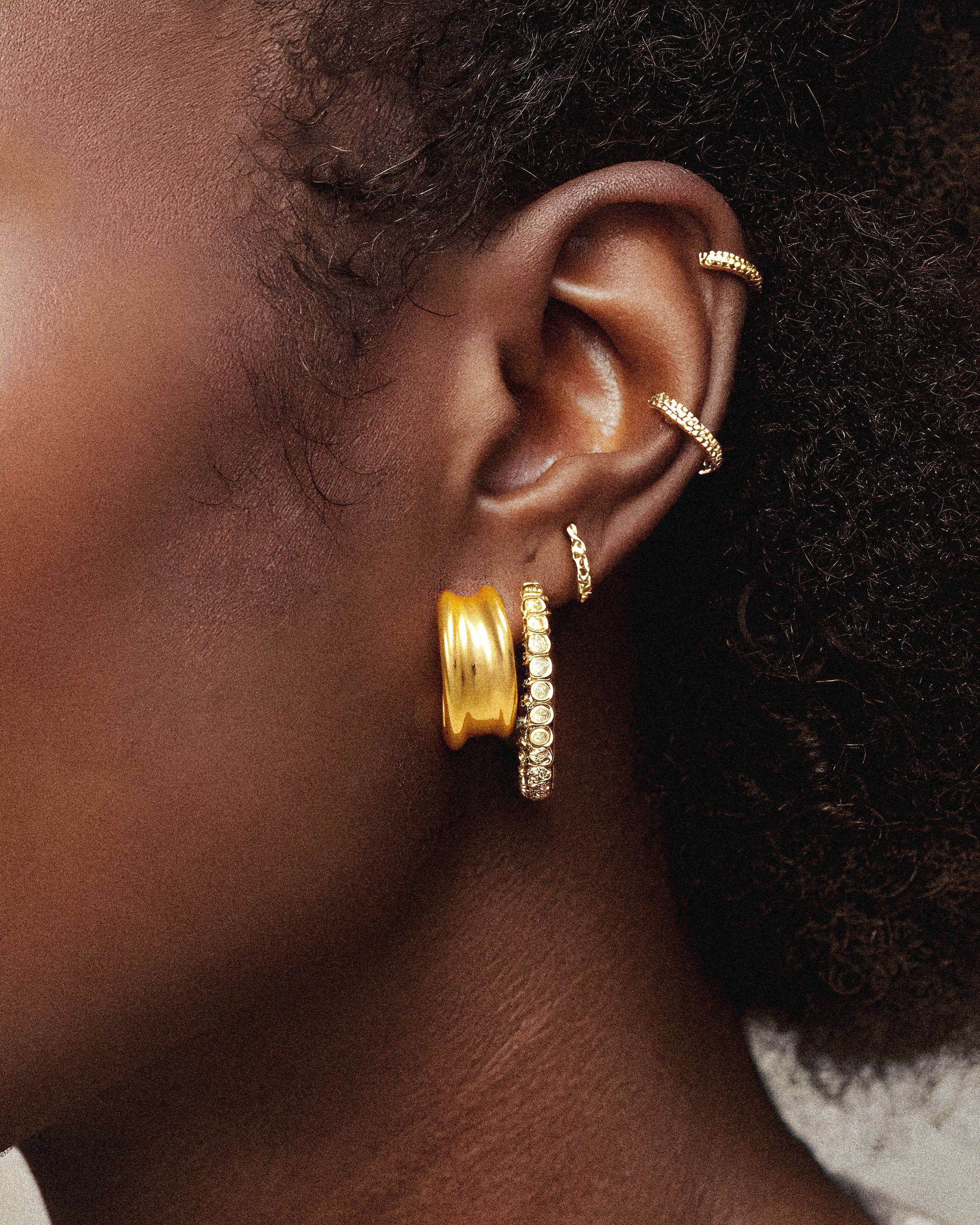 Dawn Delicate Earrings worn – tarnish-free 18K gold by BILARRI