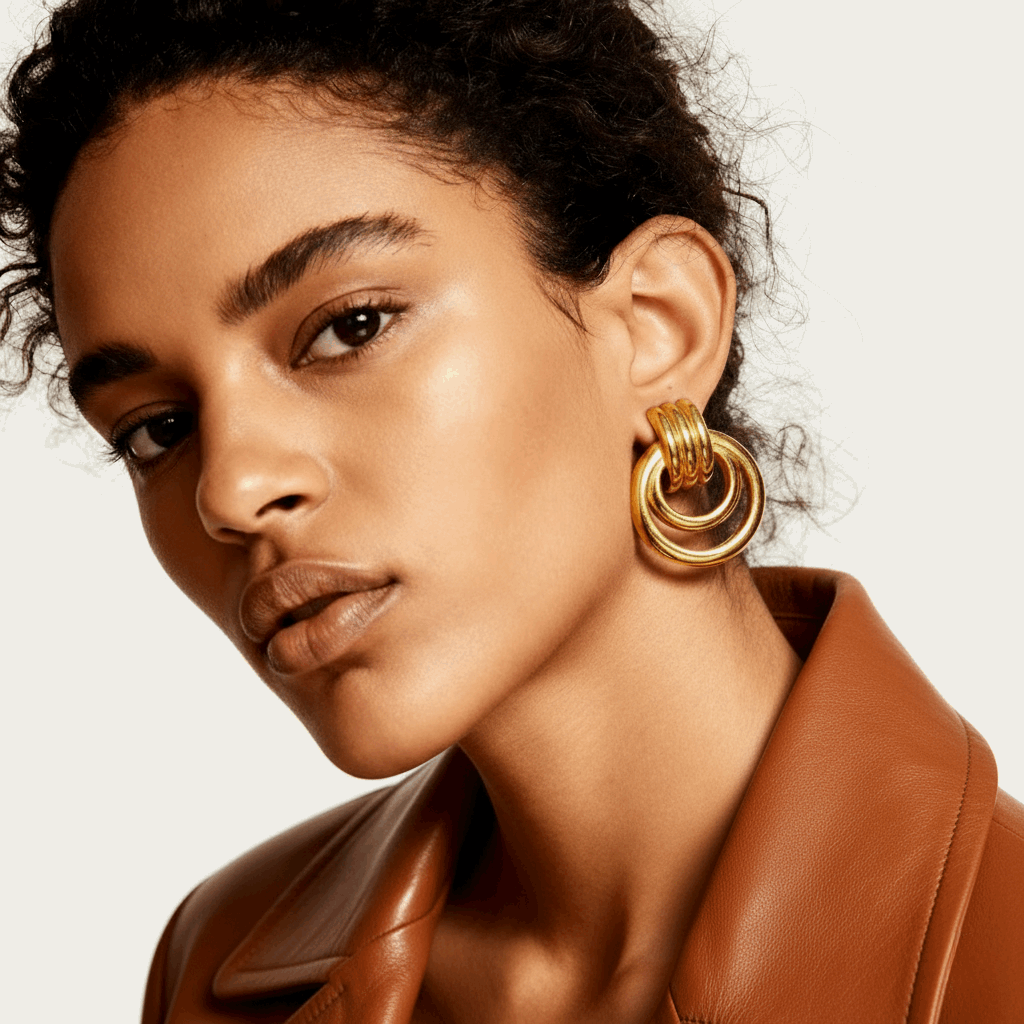 Bangle Large Hoop Earrings worn – gold tarnish-free by BILARRI