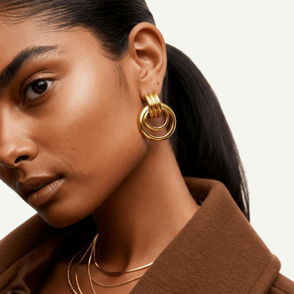 18K Gold Bangle Hoop Earrings jewellery – large statement by BILARRI