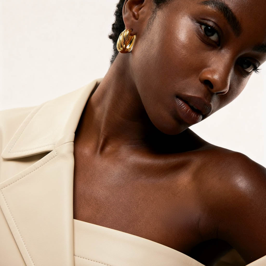 London Geometric Hoop Earrings worn – waterproof tarnish-free by BILARRI