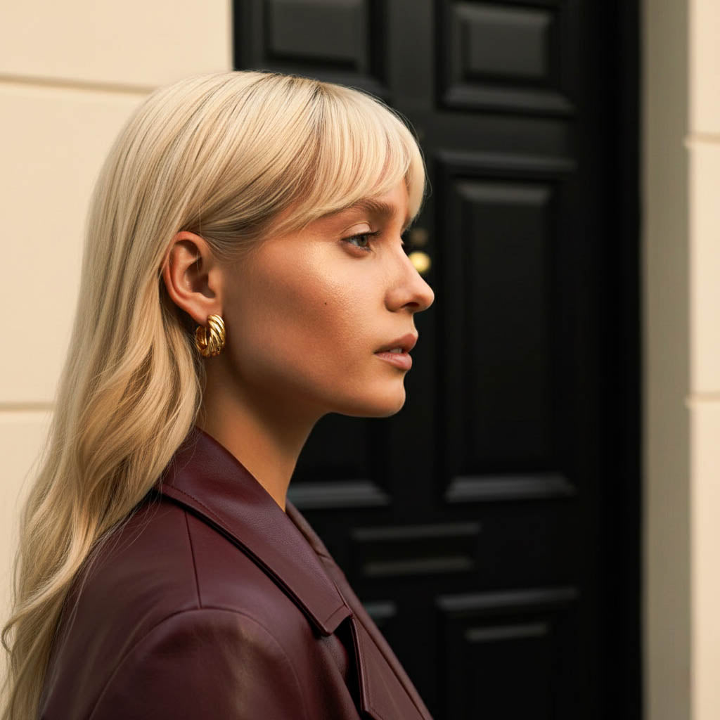 18K Gold London Hoop Earrings – geometric style by BILARRI