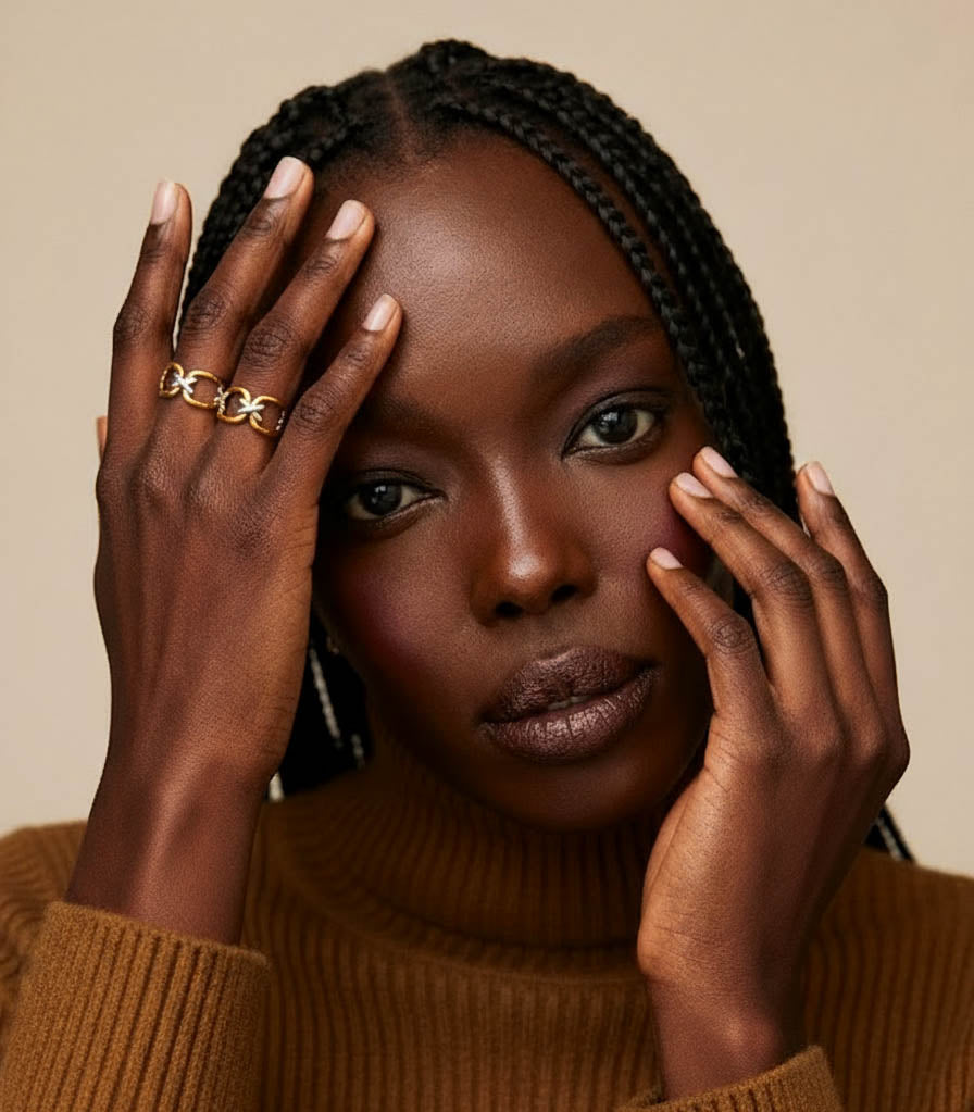 Hope Stacking Ring worn – two-tone tarnish-free by BILARRI