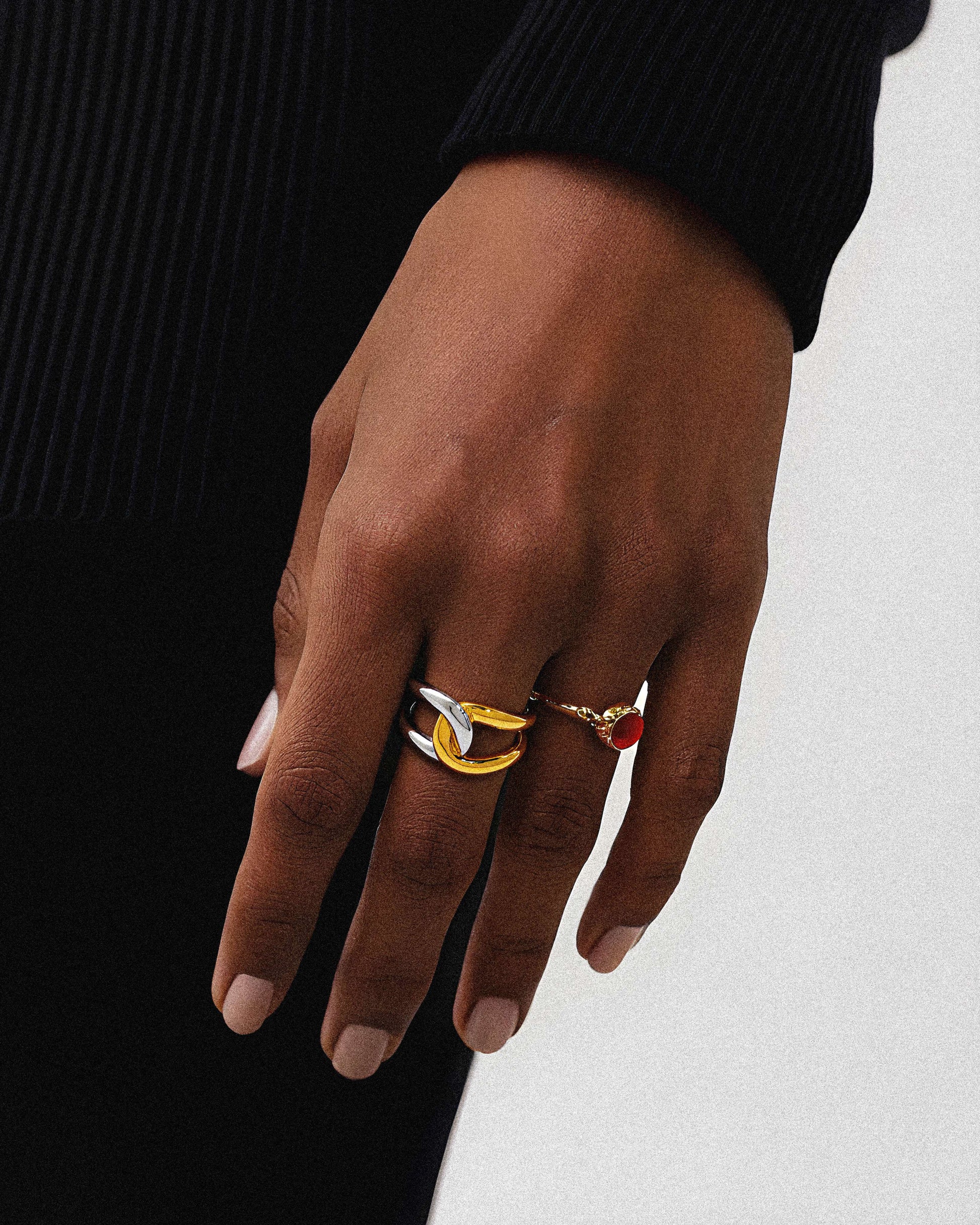 Two-Tone Gold Ring Opaline worn on hand – waterproof by BILARRI