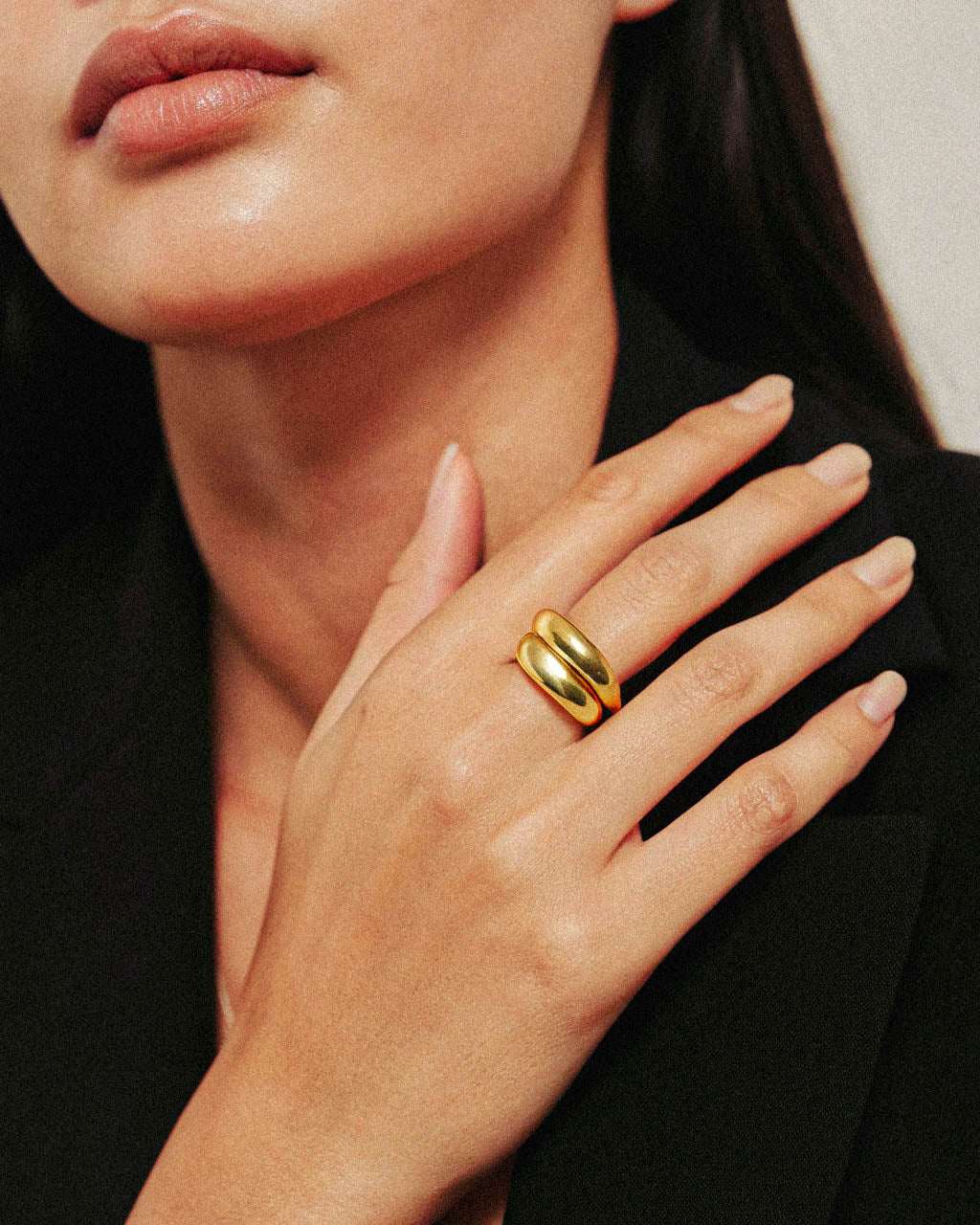 Gold Double Band Ring Dusk jewellery – stainless steel by BILARRI
