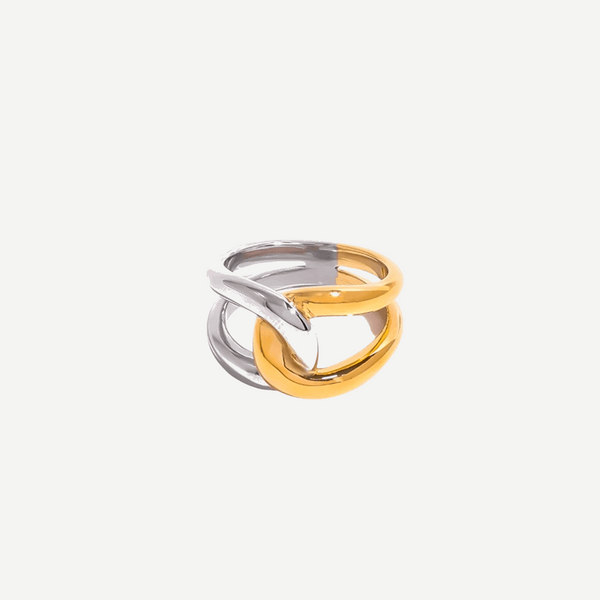 Two-Tone Gold and Silver Knot Ring Opaline – 18K gold by BILARRI