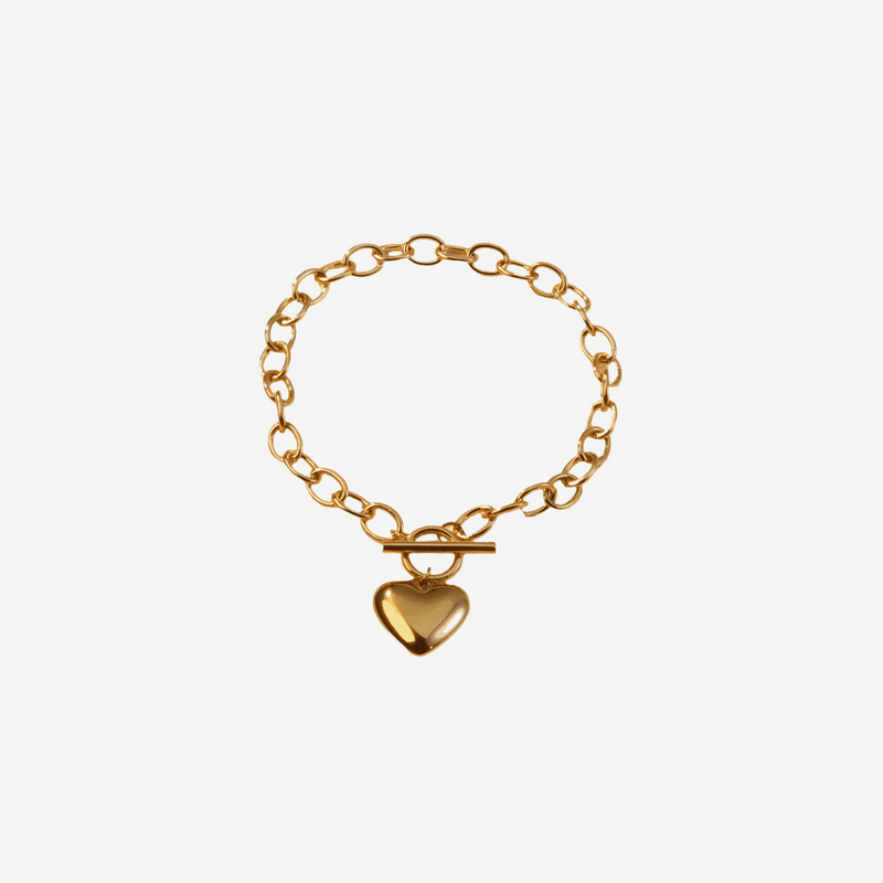 Gold Heart Charm Bracelet Women 18K Mirella – waterproof by BILARRI
