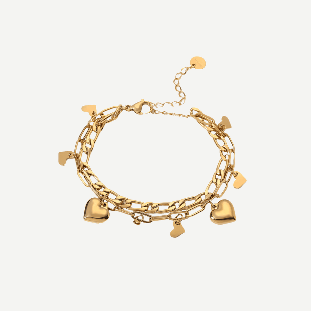Gold Heart Chain Bracelet Romantic Gift Riverrun – 18K by BILARRI
