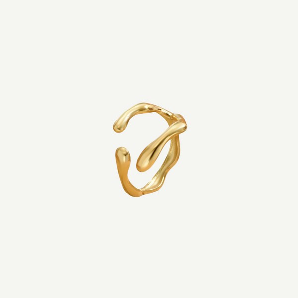Geometric Gold Statement Ring Obsidian – 18K gold by BILARRI