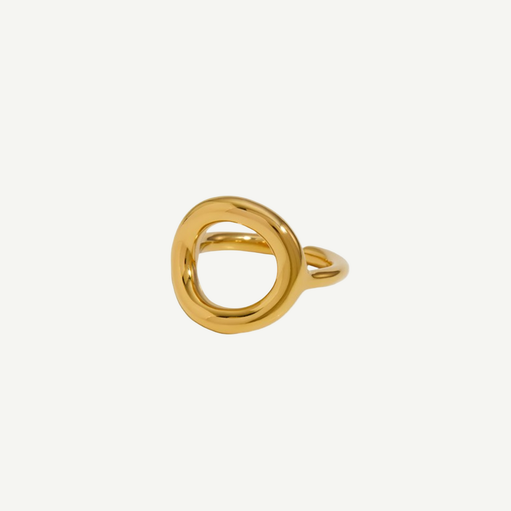 Polished Wide Gold Band Ring 18K Auric – waterproof by BILARRI
