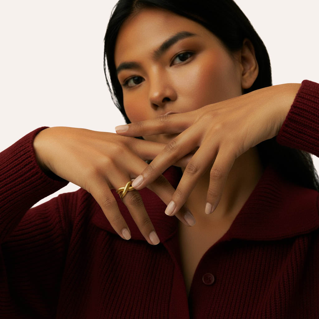 18K Gold Open Ring Ember X jewellery – bold statement by BILARRI