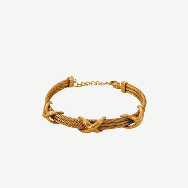 Gold Bangle Cuff Bracelet Statement Women Emberlink – 18K by BILARRI