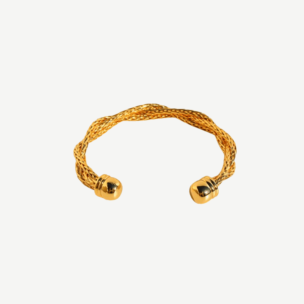 Twisted Open Cuff Gold Bracelet Unisex Gilded – 18K by BILARRI