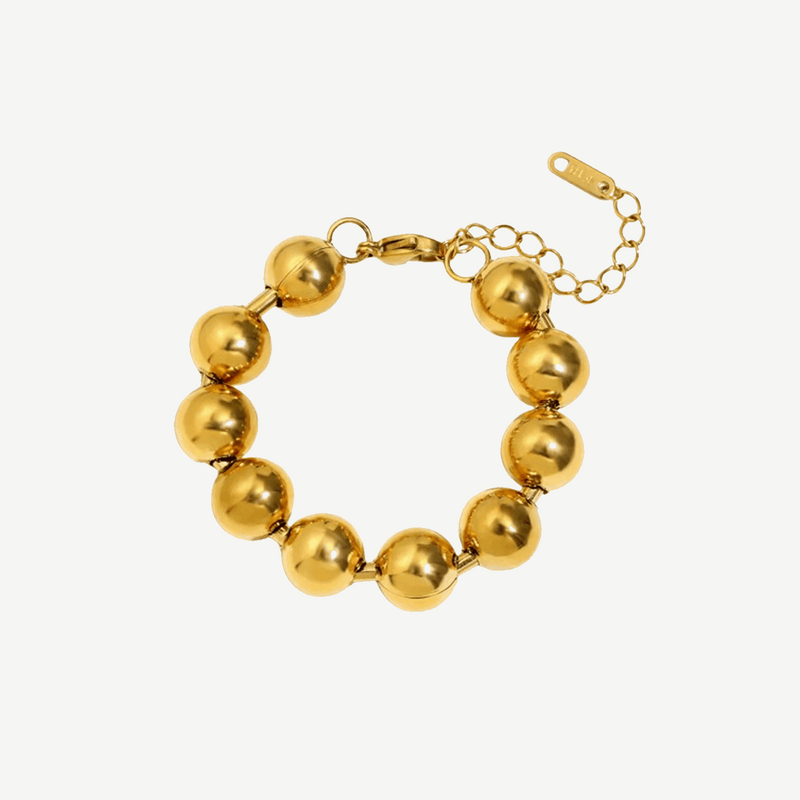 Gold Bead Bangle Bracelet Women 18K Autumn – tarnish-free by BILARRI