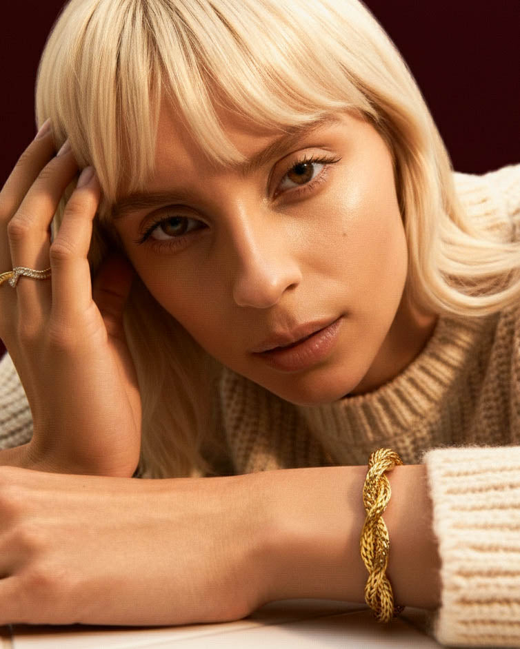 18K Gold Gilded Cuff Bracelet jewellery – twisted unisex by BILARRI