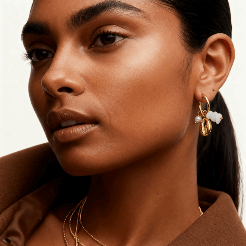 Natural Pearl Earrings jewellery – gold drop by BILARRI