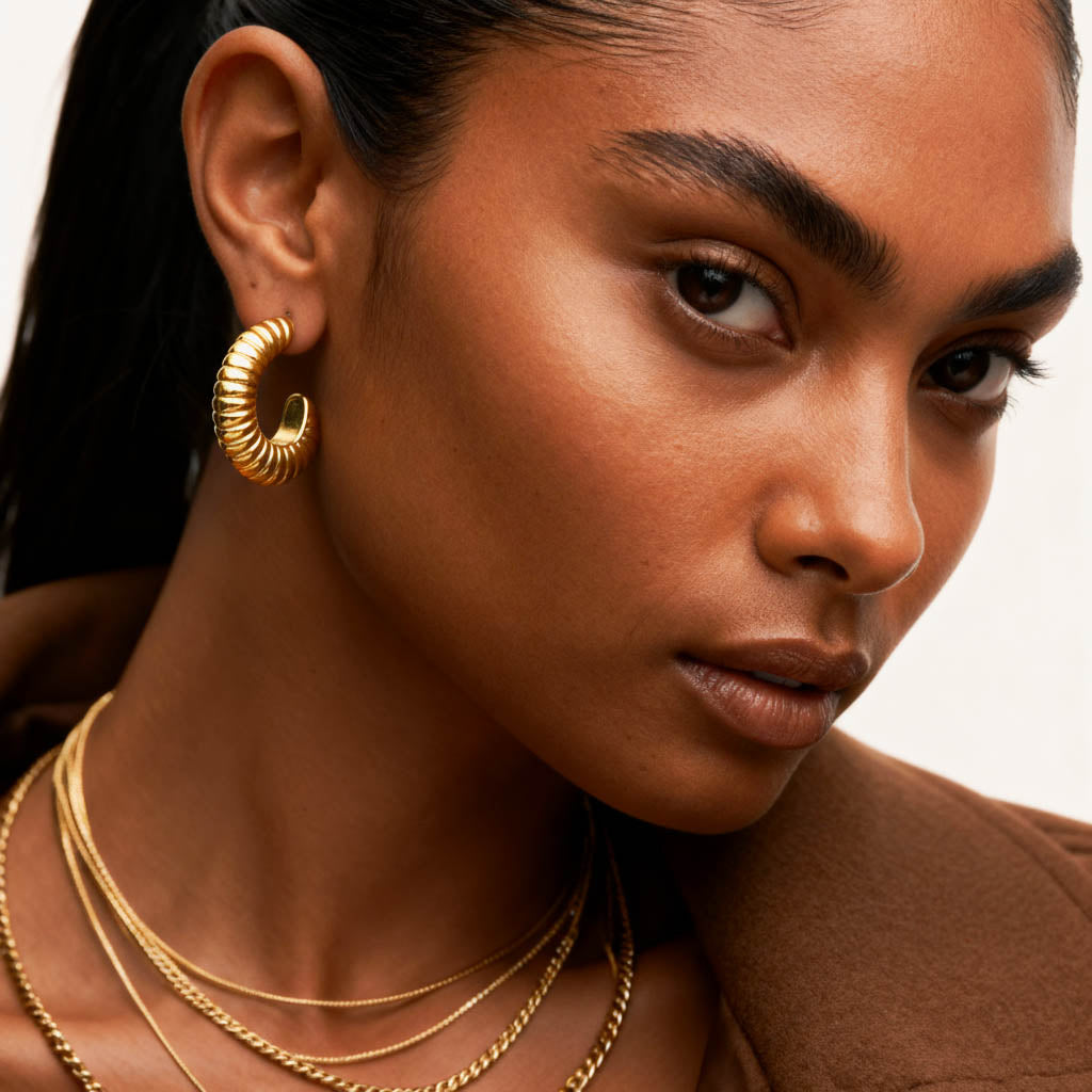 Arie Twisted Drop Earrings worn – waterproof tarnish-free by BILARRI