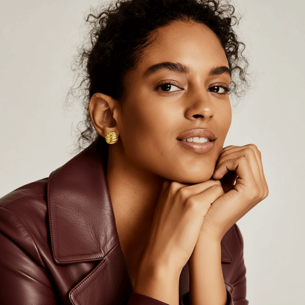 Mini Storm Swirl Earrings worn – tarnish-free waterproof by BILARRI