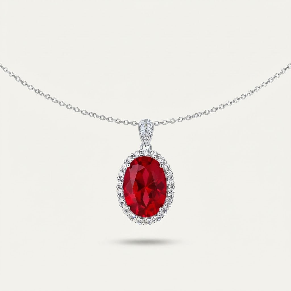 Circular red red ruby pendant necklace BILARRI
