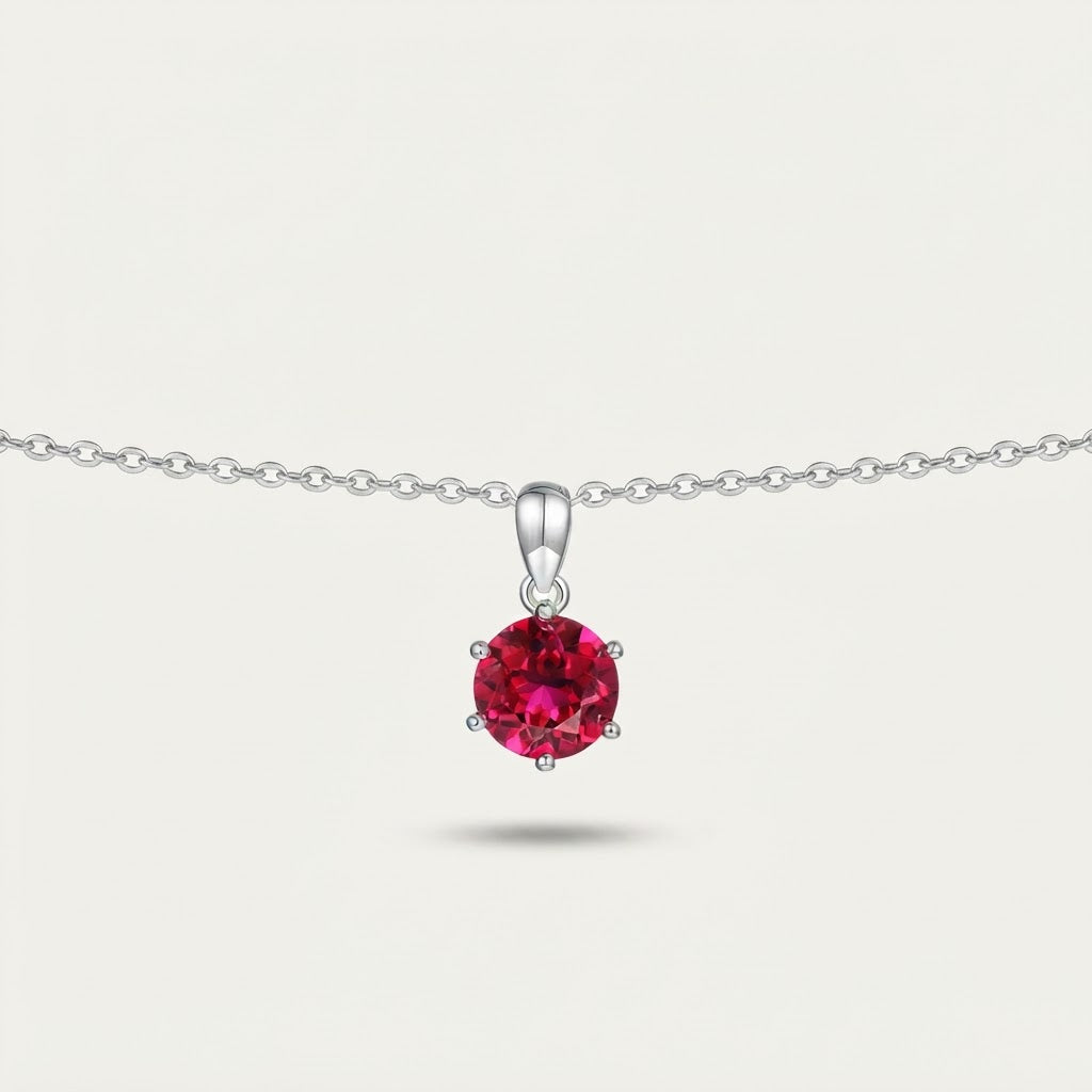 Sovereign Ruby-Red Solitaire Pendant Necklace BILARRI