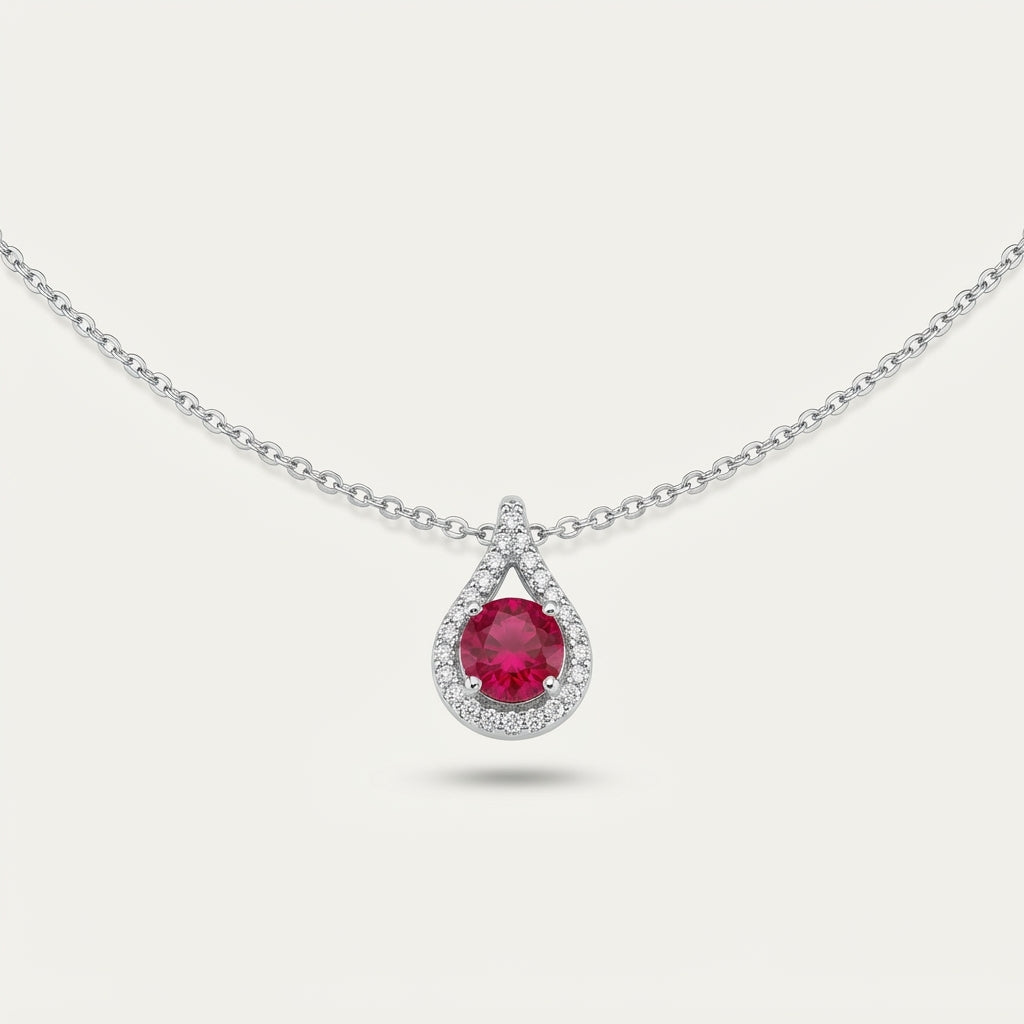 Ruby-Red Teardrop Necklace BILARRI