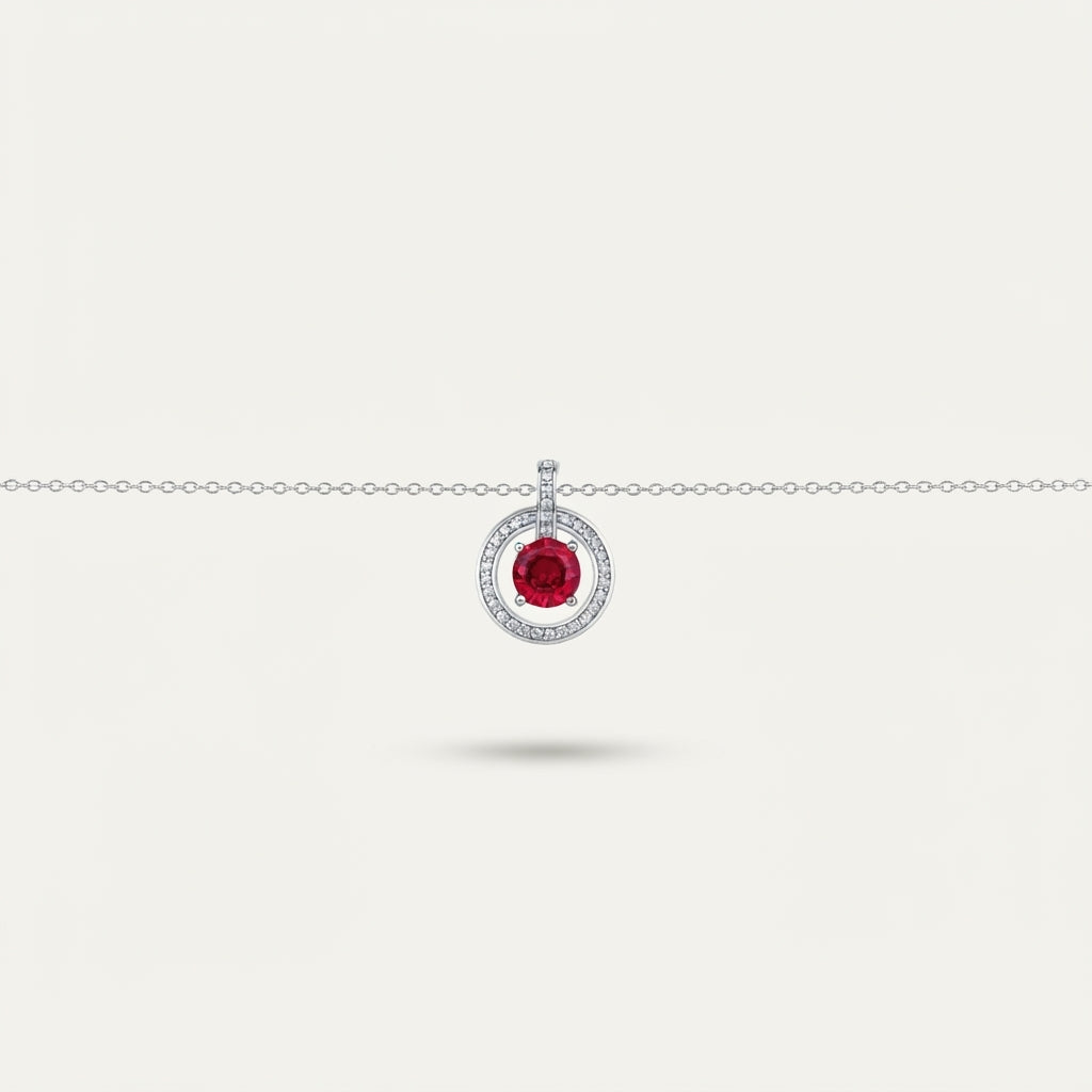 Orbit Ruby-Red Circle  Necklace BILARRI