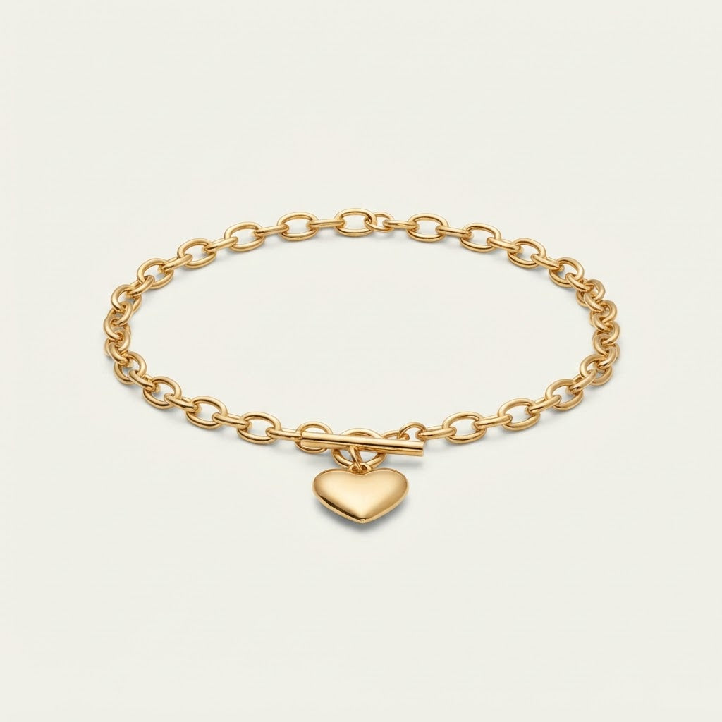 Gold Heart Charm Bracelet BILARRI