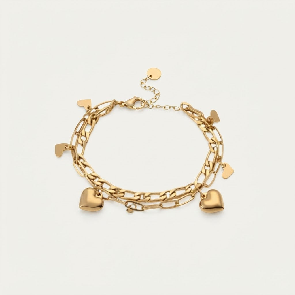 Gold Lock Charm Chain Bracelet BILARRI