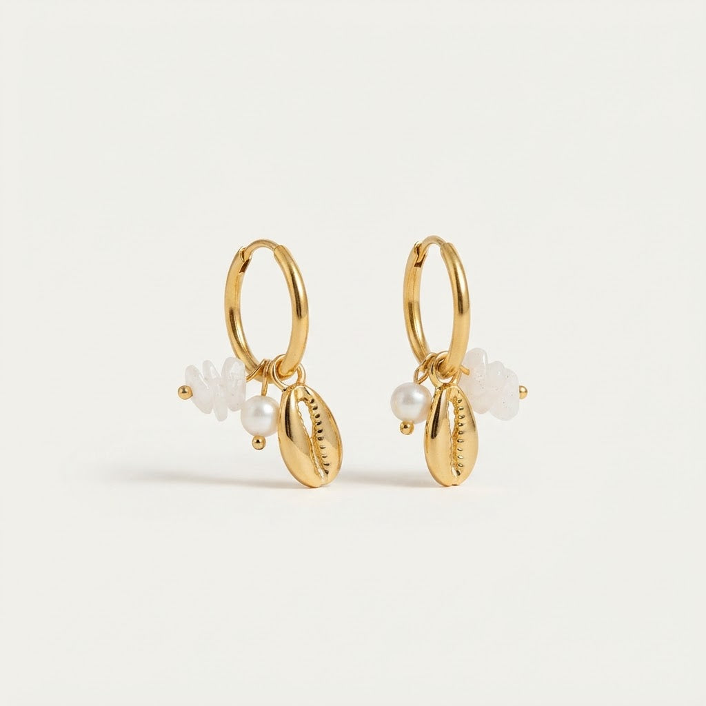 Natural Pearl Drop  Gold Earrings BILARRI