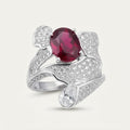Oval Ruby Sculptural Pavé Ring, BILARRI