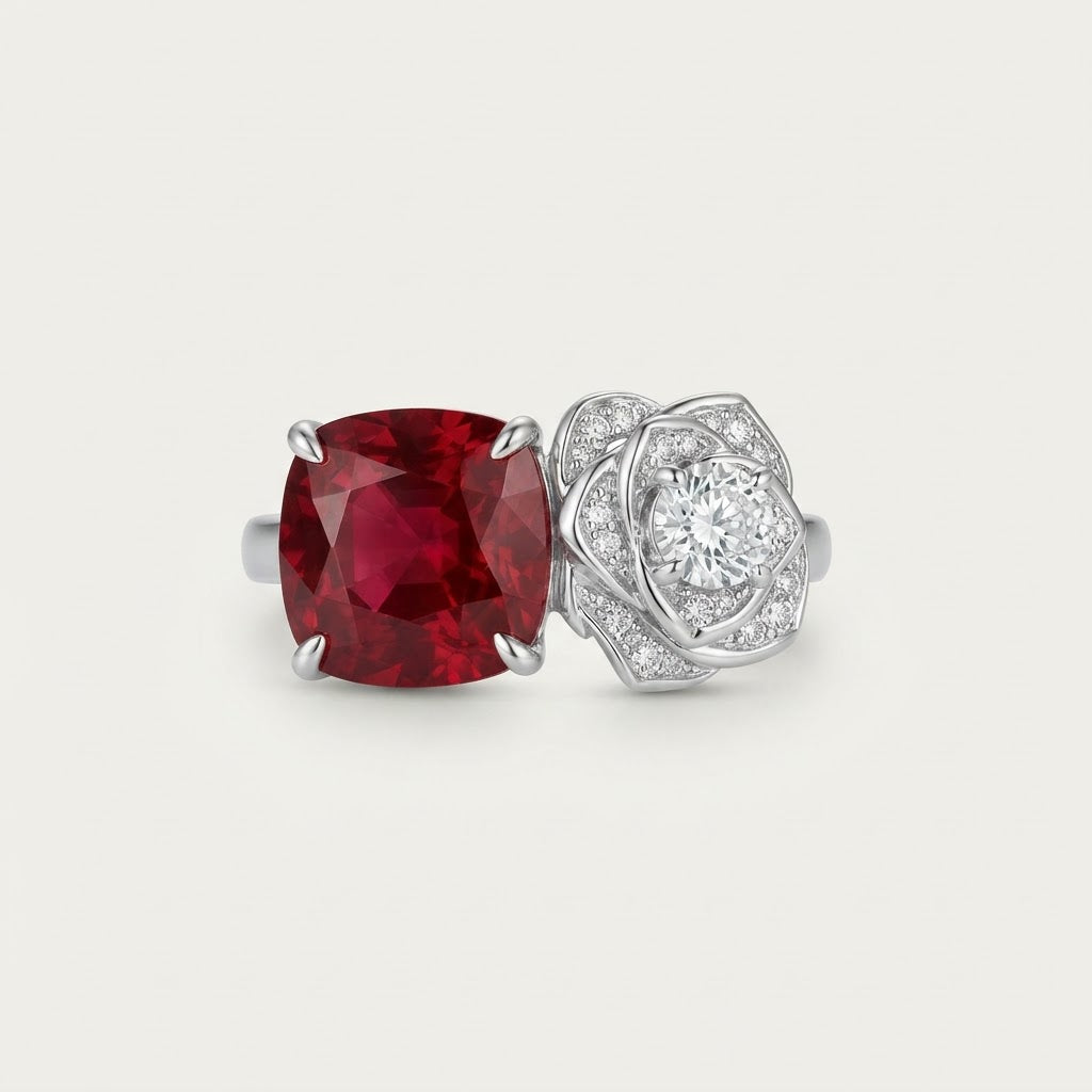 Cushion Ruby Rose Ring BILARRI