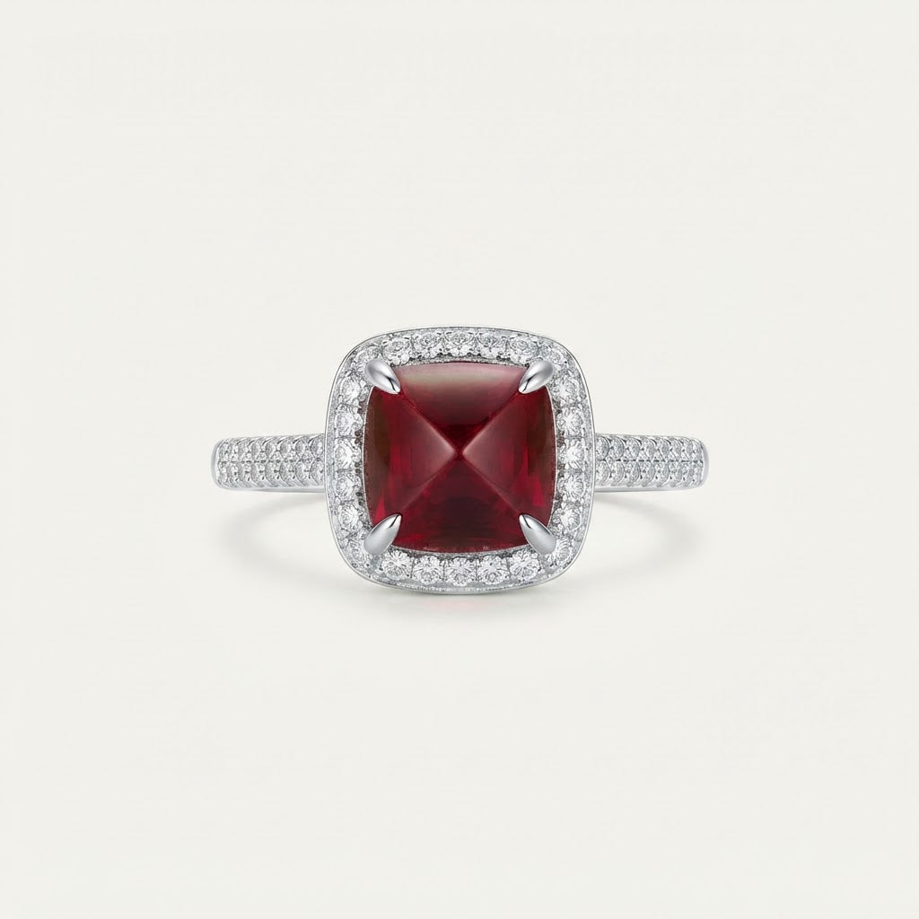Cabochon Ruby Cushion Ring BILARRI