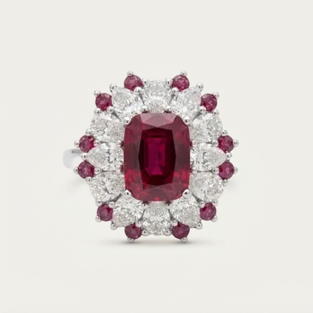 Pear Crown Ruby Ring BILARRI
