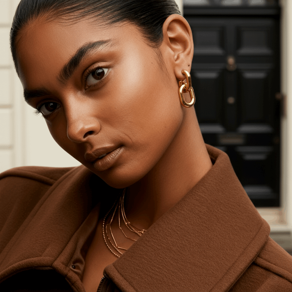 Inferno Square Drop Earrings worn – geometric tarnish-free by BILARRI