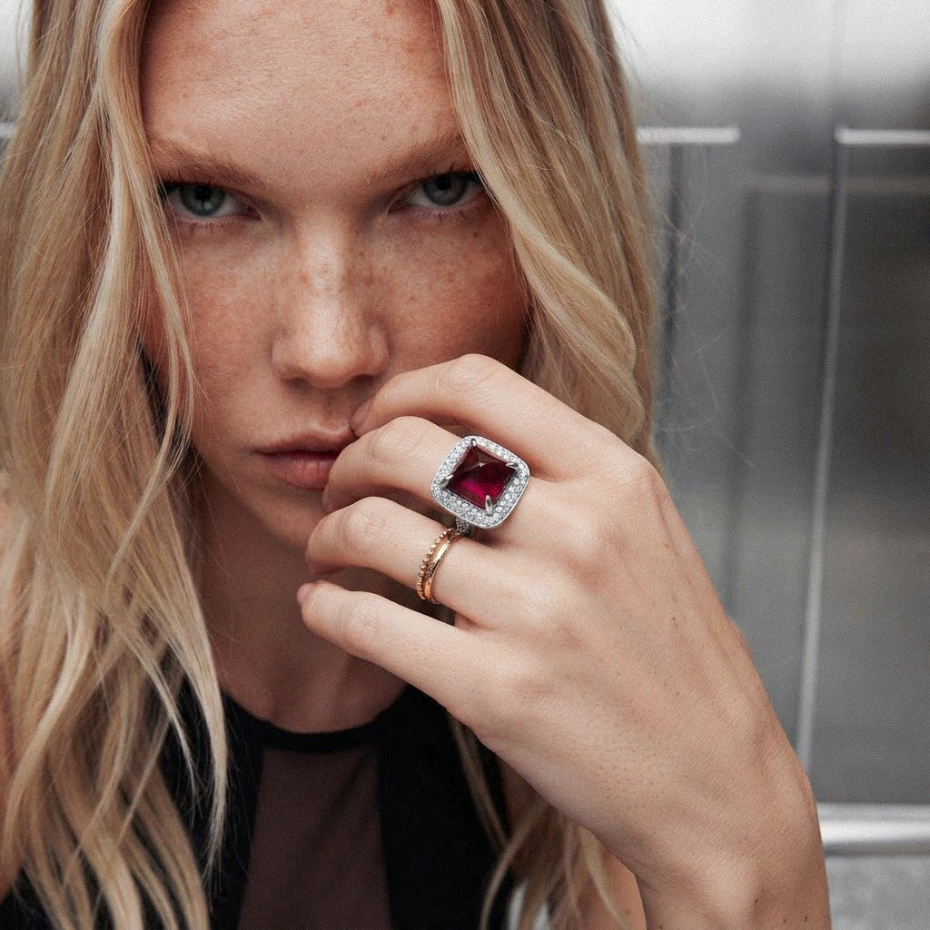 Cabochon Ruby Cushion Ring BILARRI