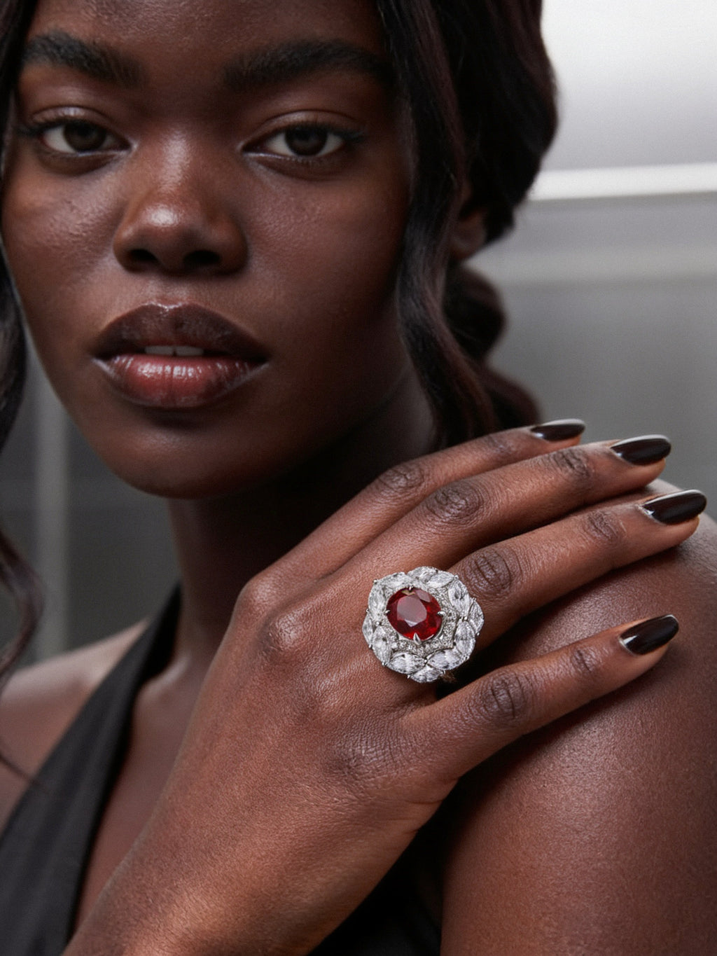 Marquise Cluster Ruby Ring, BILARRI