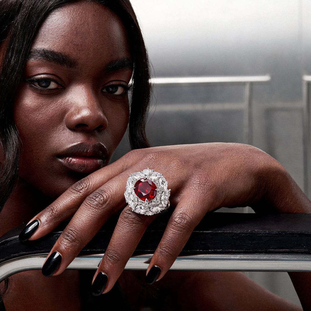 Marquise Cluster Ruby Ring, BILARRI