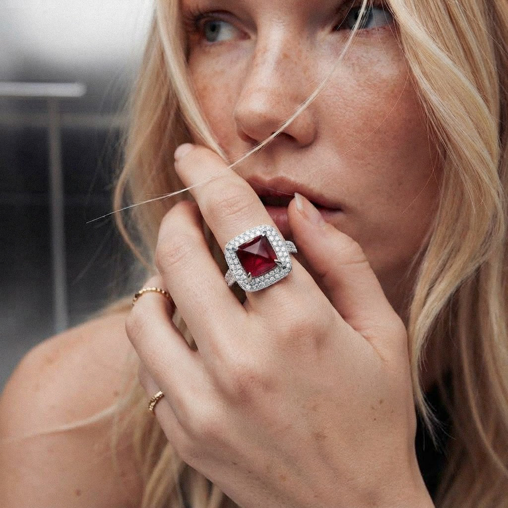 Cabochon Ruby Cushion Ring BILARRI