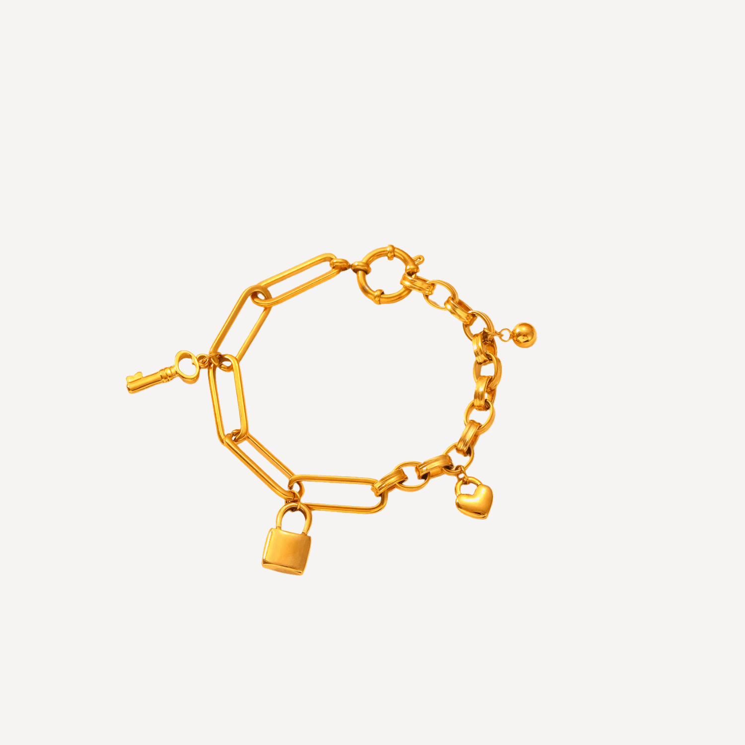 Gold Lock Charm Chain Bracelet Women 18K Lock – by BILARRI