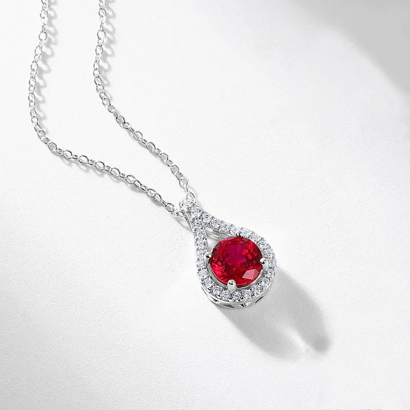 Ruby-Red Teardrop Necklace BILARRI