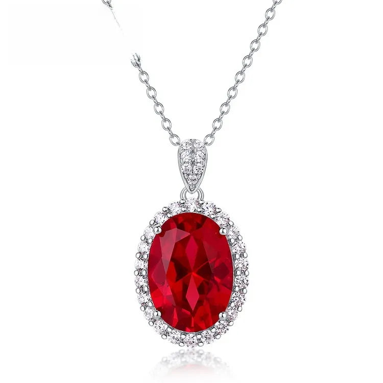 Circular red red ruby pendant necklace BILARRI