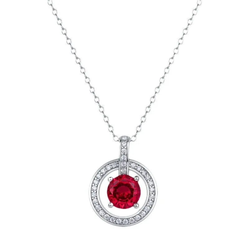Orbit Ruby-Red Circle  Necklace BILARRI