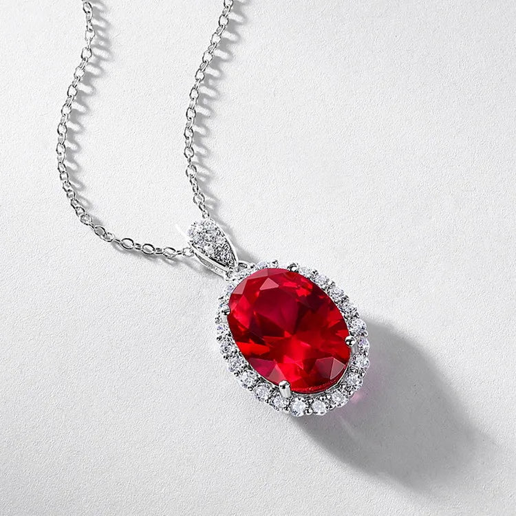 Circular red red ruby pendant necklace BILARRI