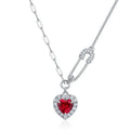 Amour Ruby-Red Heart Pendant Necklace BILARRI