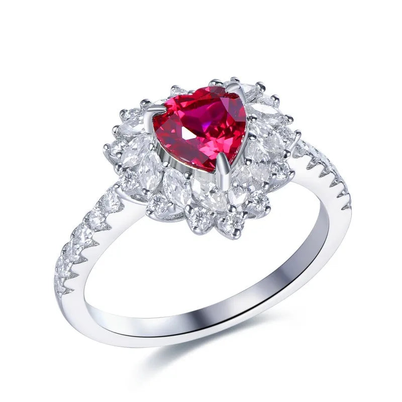 Heart-Cut Ruby Halo Ring BILARRI